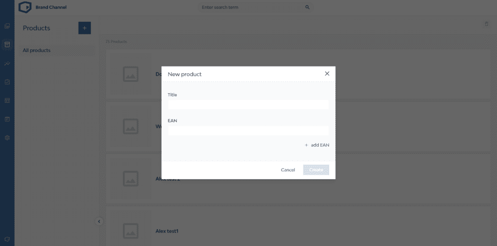 The "add product" screen inside the DemoUp Cliplister DAM.