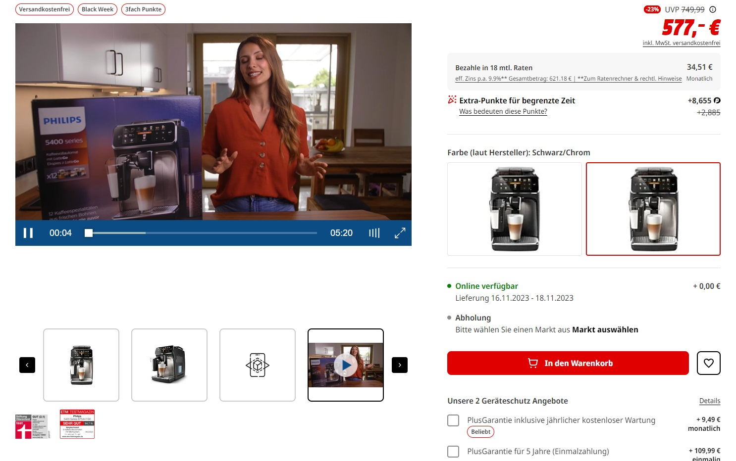 A video CDN displays a product video on an online shop's product detail page.