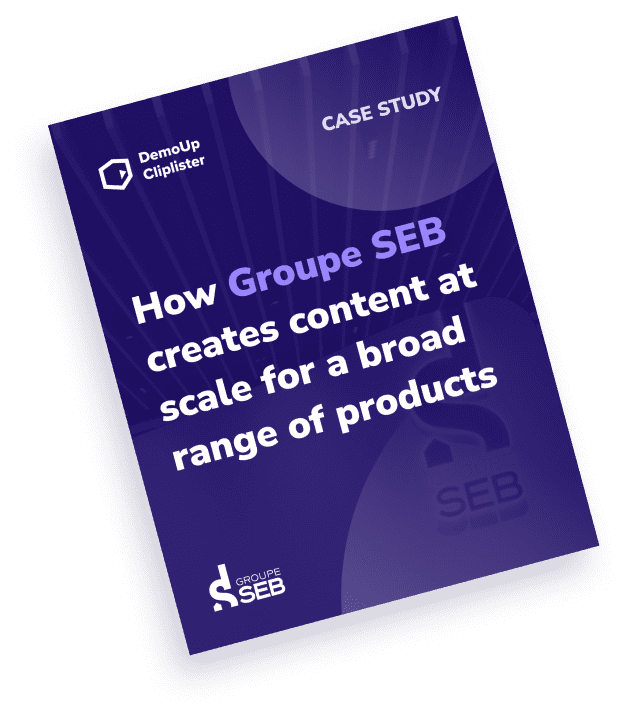 An ebook cover with the text "How Groupe SEB creates content at scale for a broad range of products".